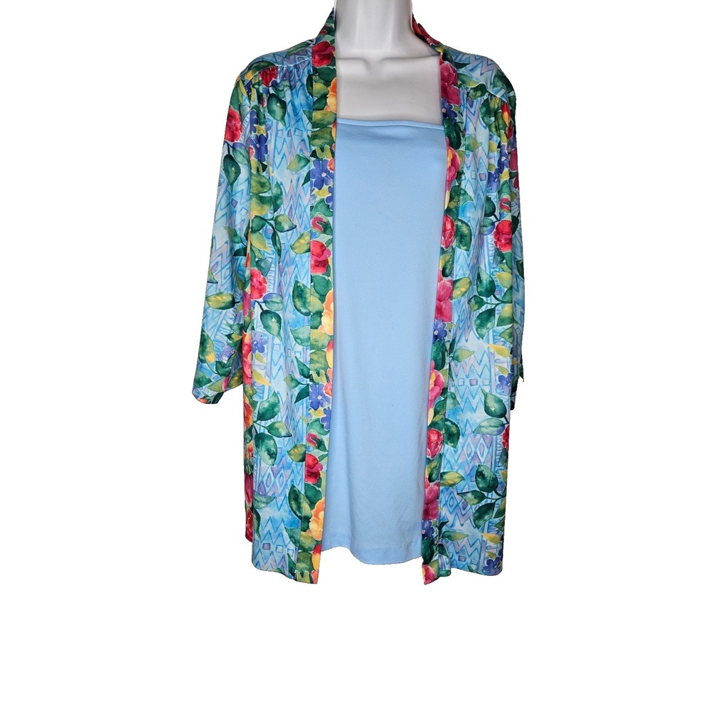 Top Notch Floral Kimono Jacket Watercolor Boho‎ Lightweight Open Front